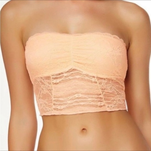 Free People Bandeau Bra Galloon Lace Intimately Size Small Peach Nectar New NWT - Picture 8 of 8